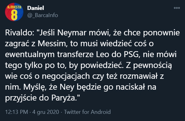 Rivaldo nt. ostatniej wypowiedzi Neymara